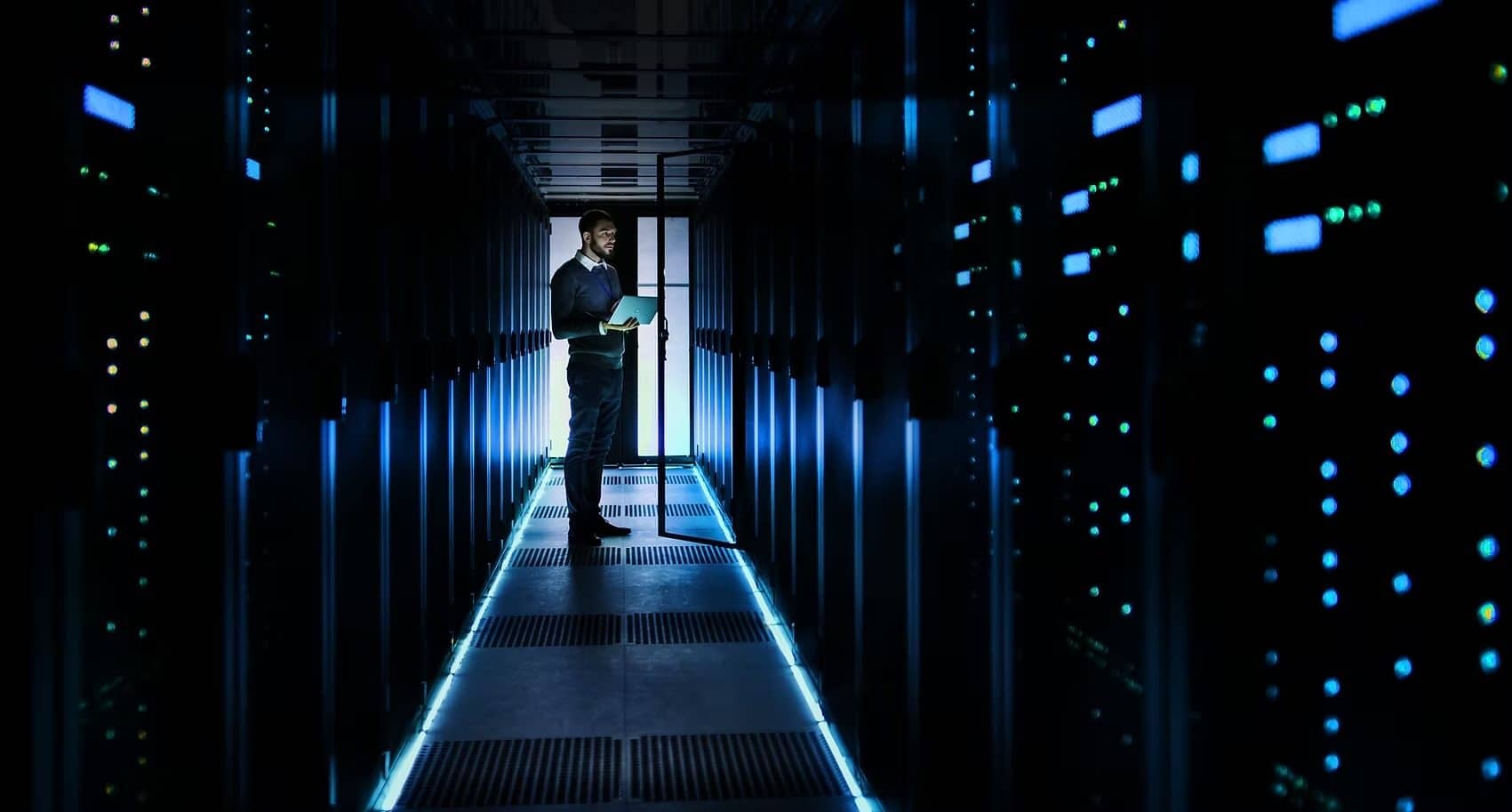 Aisle of servers in a data center